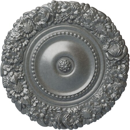 Ekena Millwork Marseille Ceiling Medallion (Fits Canopies up to 7 3/8"), Hand-Painted Platinum, 21"OD x 2"P CM21MAPLS